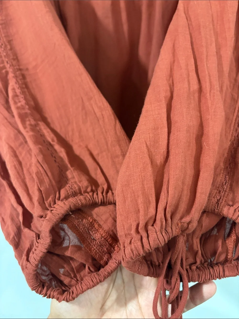 FREE PEOPLE RUST ORANGE OFF SHOULDER PEASANT BOHO COTTON BODYSUIT SIZE/ S